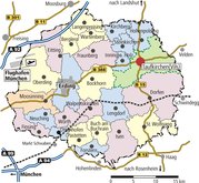 Lage von Taufkirchen (Vils) im Landkreis Erding