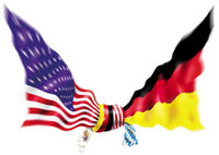 [Translate to English:] Logo des Partnerschaftsvereins mit einer deutschen und einer amerikanischen Flagge ineinander verknotet